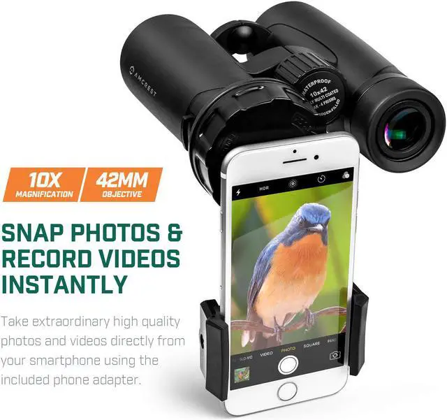 Alt view image 3 of 7 - Amcrest 10x42 Roof Prism Binoculars for Adults, HD Professional Binoculars for Bird Watching, Travel, Stargazing, Hunting, Concerts, Sports, BAK-4 Prisms, Smart Phone Adaptor for Photography