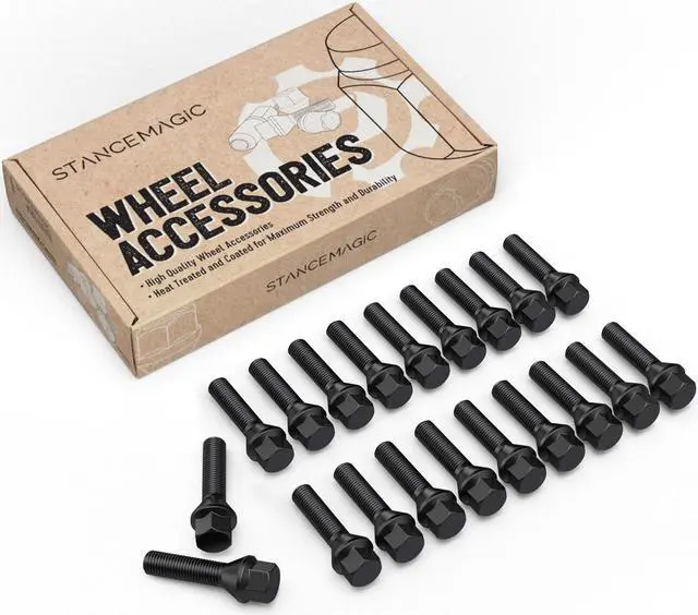 Main image of 20pcs Extended Black Lug Bolts 14x1.5 (40mm Shank Length - Not OEM Length, Cone Seat) Compatible with Audi TT A3 A4 S4 A5 S5 A6 S6 A7 B5 B6 B7 B8 Volkswagen Jetta Golf GTI R32 Passat CC Beetle