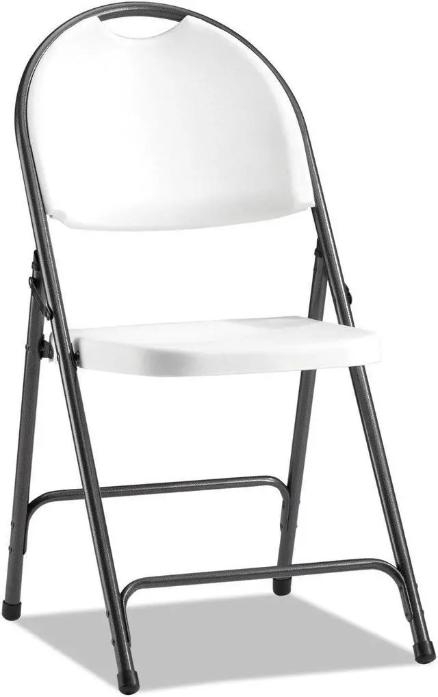 Alt view image 4 of 15 - Molded Resin Folding Chair, White/Black Anthracite, 4/Carton