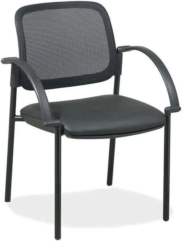 Alt view image 4 of 9 - Lorell Guest Chair 24"x23-1/2"x32-3/4" Black Faux Leather Seat 60462