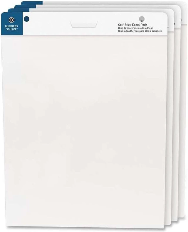 Alt view image 3 of 9 - Business Source Self-Stick Easel Pads 25"x30" 30 Shts/Pad 4/PK White 38592