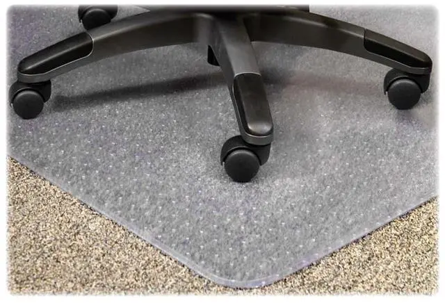 Alt view image 8 of 16 - Lorell 25754 PlushMat Chair Mat 60" Length x 46" Width x 0.13" Thickness Overall - Vinyl - Clear
