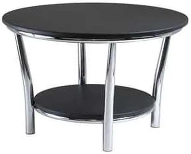 Alt view image 3 of 10 - Maya Round Coffee Table, Black Top, Metal Legs By Winsome Wood