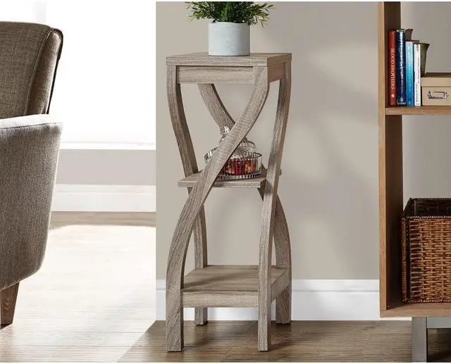 Alt view image 6 of 13 - Monarch Specialties Dark Taupe Reclaimed-Look Plant Stand I 2480