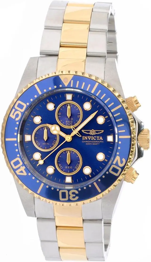 Main image of Invicta Pro Diver Chronograph Two Tone Blue Dial Mens Watch 1773