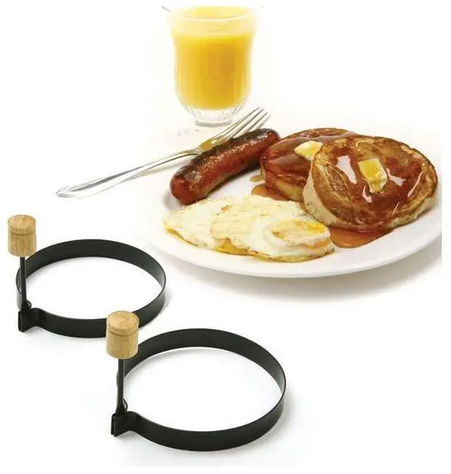 Alt view image 2 of 5 - Norpro 4-Inch Nonstick Round Pancake and Egg Rings, Set of 2, Black