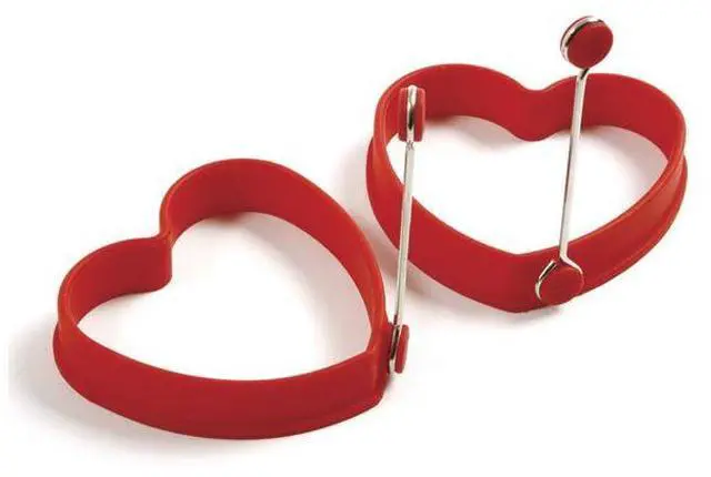 Main image of Norpro 3.5-Inch Silicone Heart Shaped Pancake and Egg Rings, Set of 2, Red