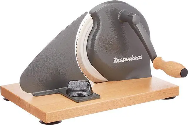 Main image of Zassenhaus Manual Bread Slicer, Hand Crank Home Bread Slicer, 11.75" x 8", Gray