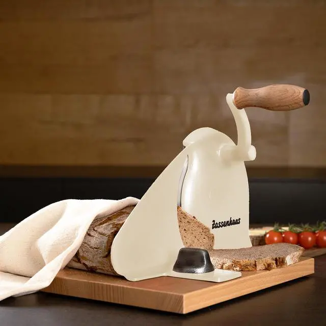 Alt view image 2 of 3 - Zassenhaus Manual Bread Slicer, Hand Crank Home Bread Slicer, 11.75" x 8", Cream