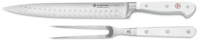 Main image of Wusthof Classic White Two Piece Carving Set, Hollow Edge