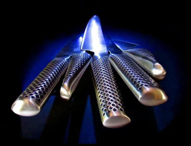 Alt view image 4 of 4 - Global 3 Piece Kitchen Knife Set, 6-Inch Chef's, 6-Inch Utility, 3-Inch Paring