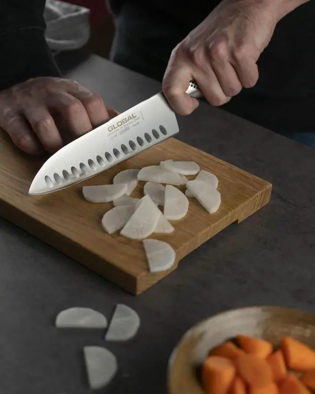 Alt view image 3 of 3 - Global 7-Inch Hollow Ground Santoku Knife