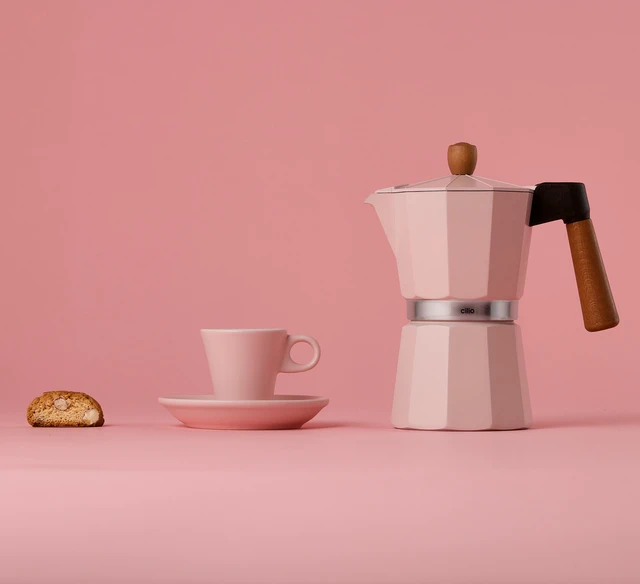 Alt view image 3 of 3 - Cilio Legno Stovetop Espresso Maker, Pink, 15-Ounce