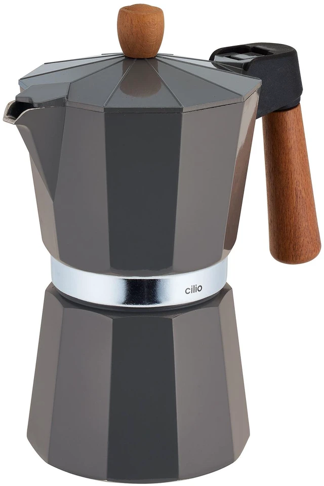 Main image of Cilio Legno Stovetop Espresso Maker, Gray, 15-Ounce
