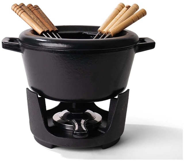 Main image of Alva Nori 8-Inch Enameled Oval 2.1 Quart Cast Iron Fondue Set