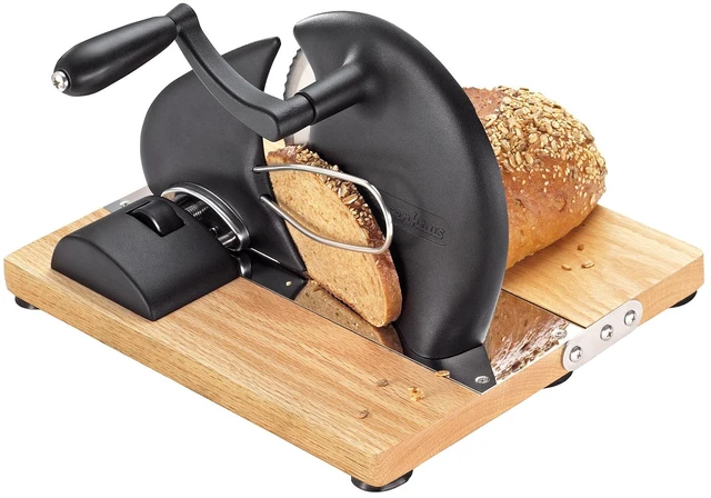 Main image of Zassenhaus Vintage Bread Slicer, Hand Crank Home Bread Slicer, 11.75" x 8", Matte Black