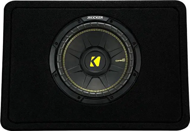 Alt view image 5 of 20 - Kicker 44TCWC102 CompC 10" 600 Watt 2-Ohm Loaded Shallow Car Subwoofer Enclosure