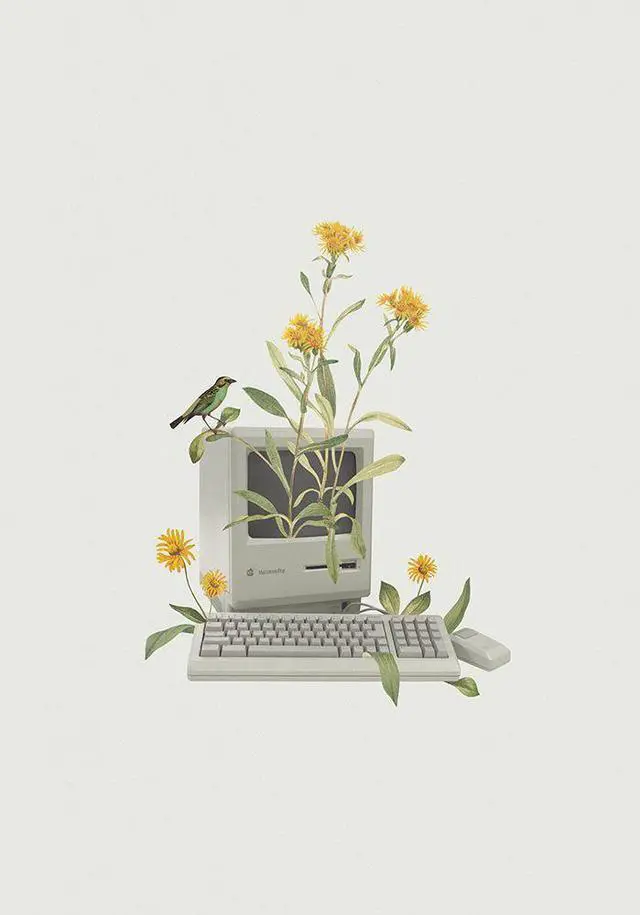 Main image of Floral vintage computer Poster Print - Studio Frida Floral (12 x 17)