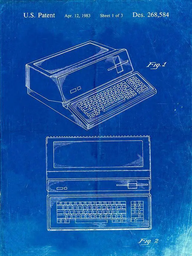 Main image of PP171- Faded Blueprint Apple III Computer Patent Poster Poster Print - Cole Borders (18 x 24)