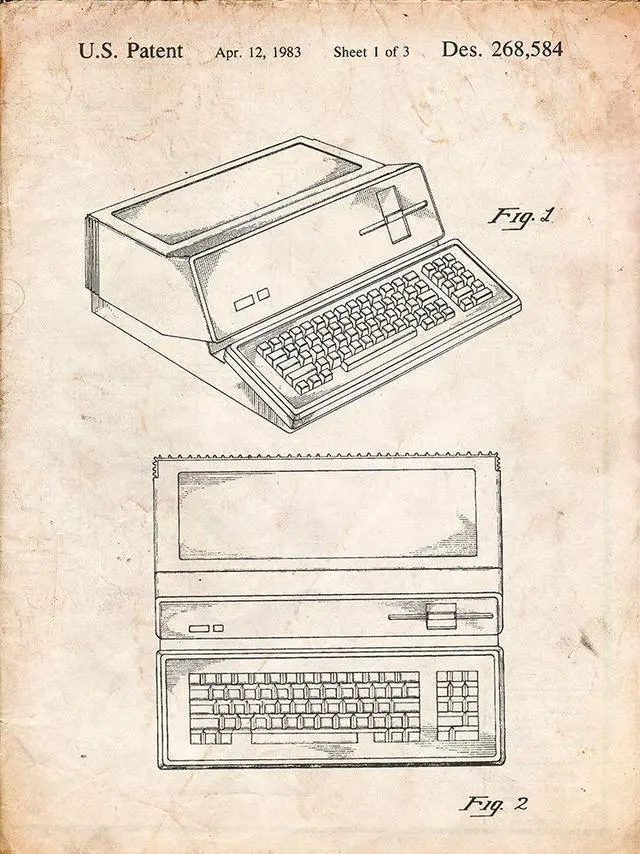 Main image of PP171- Vintage Parchment Apple III Computer Patent Poster Poster Print - Cole Borders (24 x 36)