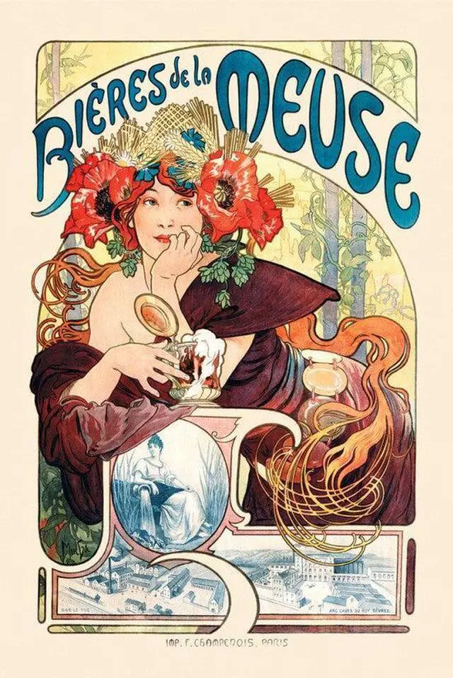 Main image of Mucha Bieres Poster Print Bieres De La Meuse Poster Print (34 x 22)