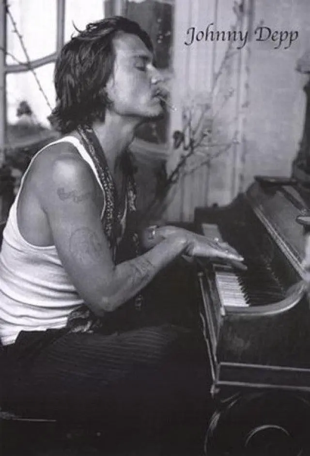 Main image of Johnny Depp Piano Poster Print (22 x 34)
