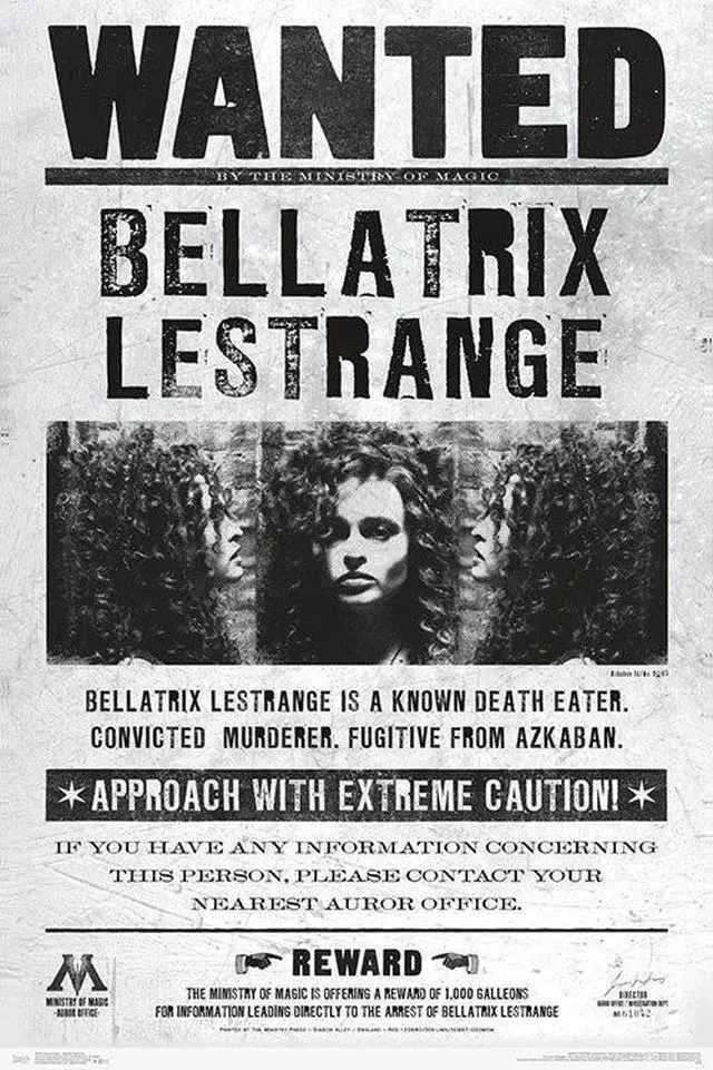 Main image of Harry Potter - Wanted Bellatrix Poster Print (22 x 34)