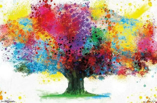 Main image of Color Bursting Tree Poster Print (22 x 34)