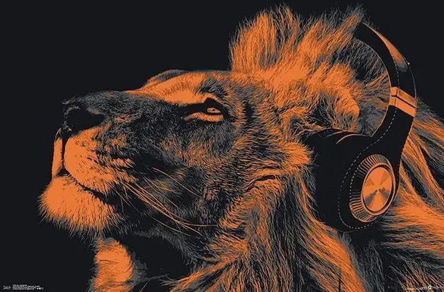 Main image of Lion - Headphones Poster Print (22 x 34)