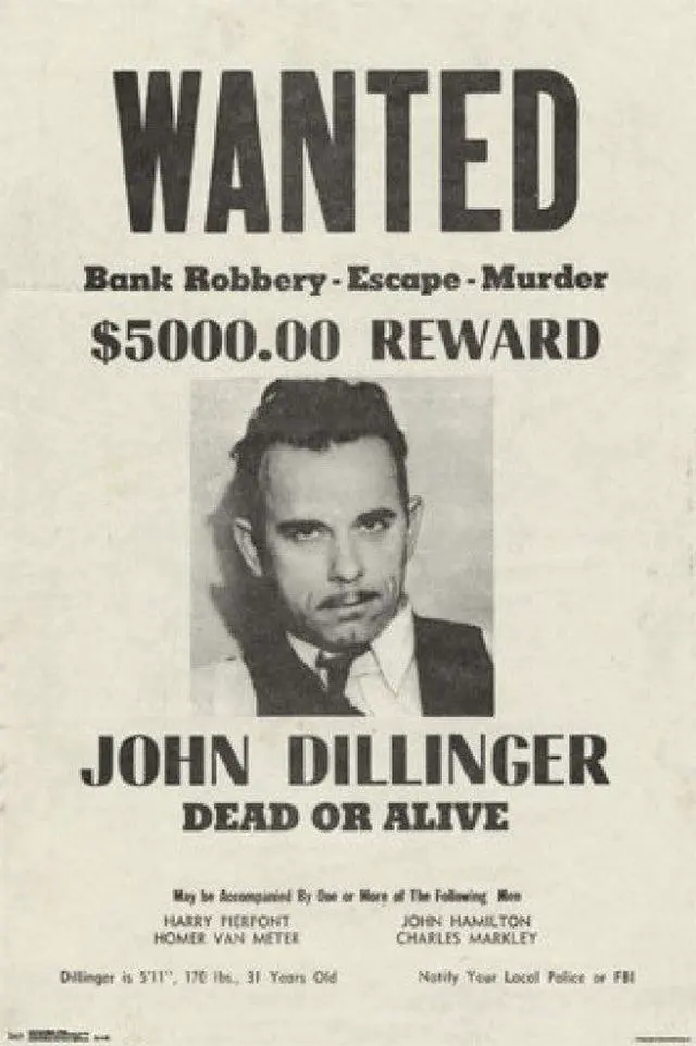 Main image of Dillinger - Wanted Poster Print (24 x 36)