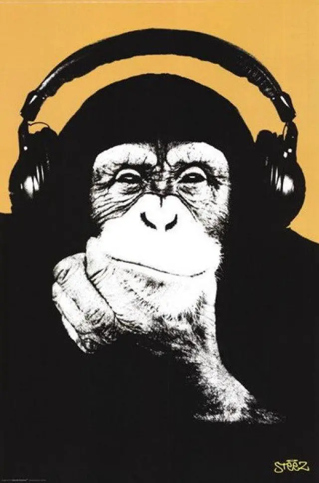 Main image of Headphone Monkey Poster Print by Steez (24 x 36)