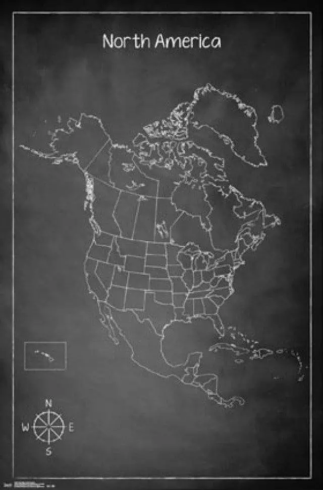 Main image of Chalk Map - North America Poster Print (22 x 34)
