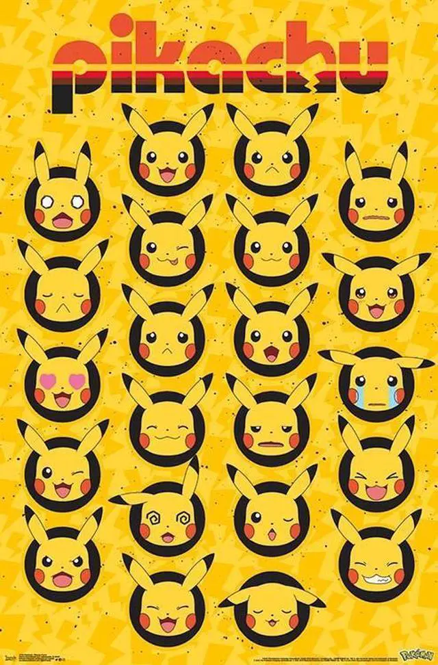 Main image of Pokemon - Pikachu Faces Poster Print (22 x 34)