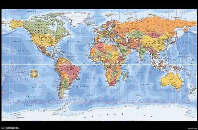 Main image of Map - World Time Zones 18 Poster Print (22 x 34)