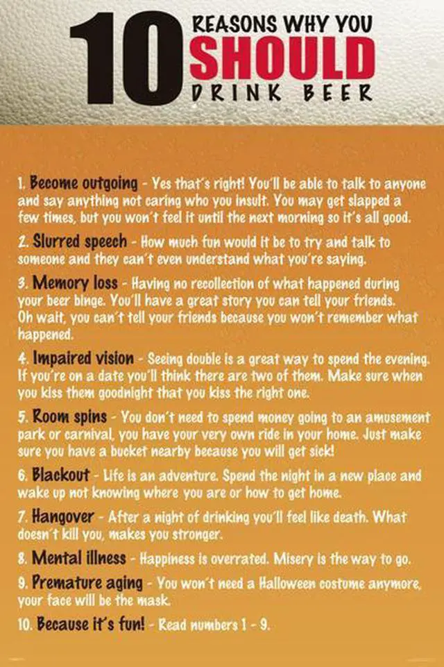 Main image of 10 Reasons to Drink Alcohol Poster Print (22 x 34)