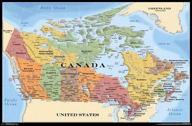 Main image of Map - Canada Poster Print (34 x 22)