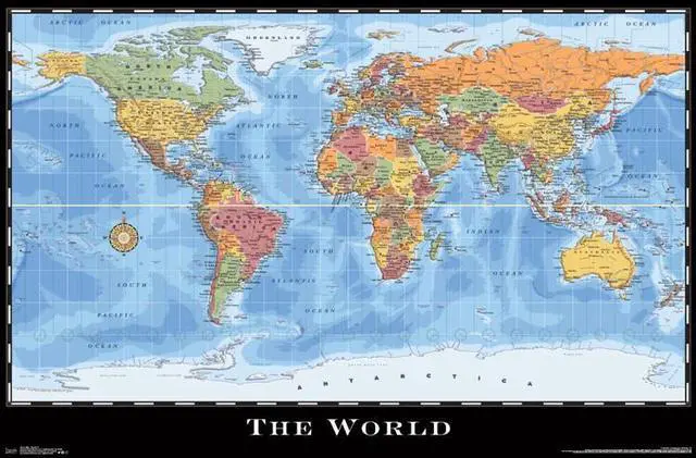 Main image of Map - World Poster Print (34 x 22)