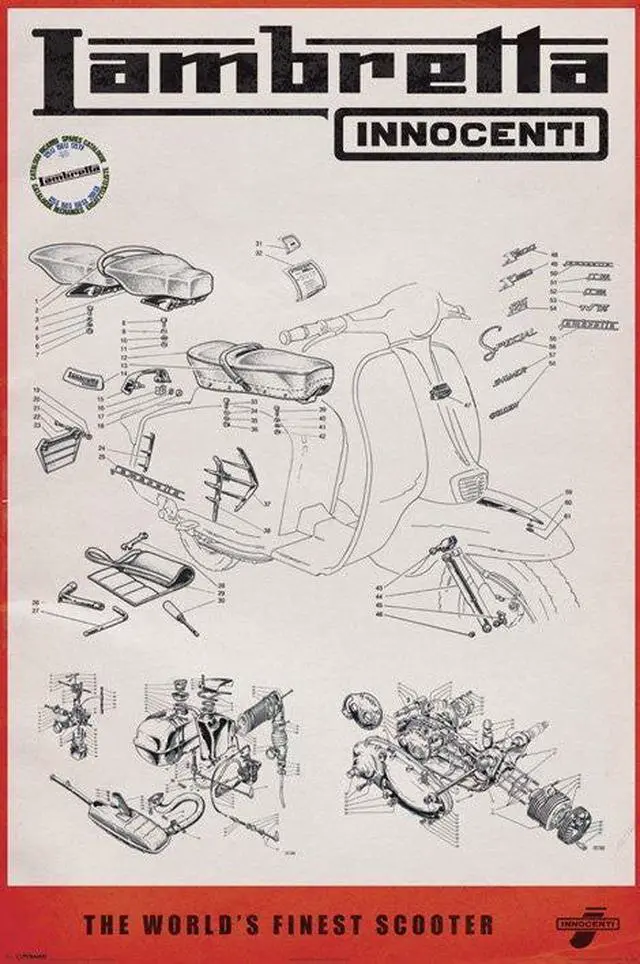 Main image of Lambretta - Line Drawing Poster Print (22 x 34)