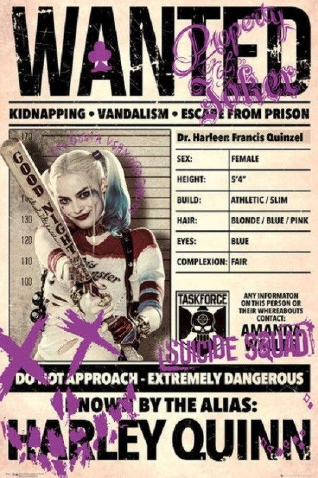 Main image of Harley Quinn - Wanted Poster Print (24 X 36)