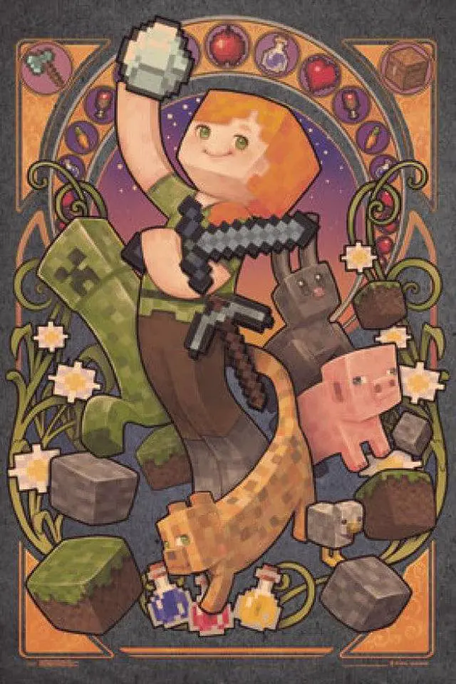 Alt view image 2 of 2 - Minecraft - Alex Nouveau 24x36 Poster Print (22 x 34)
