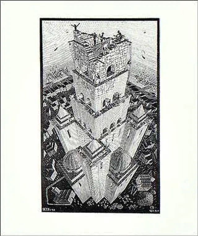 Main image of Tower of Babel Poster Print by M.C. Escher (22 x 26)