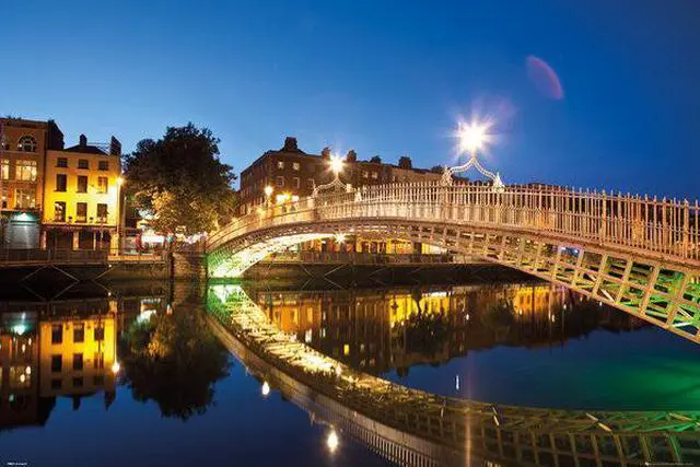 Main image of Dublin Halfpenny Bridge Landscape Poster Print (22 x 34)