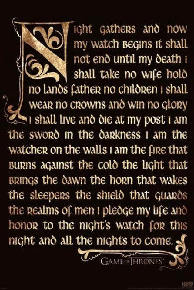 Main image of Game of Thrones - Night's Watch Oath Poster Print (22 x 34)