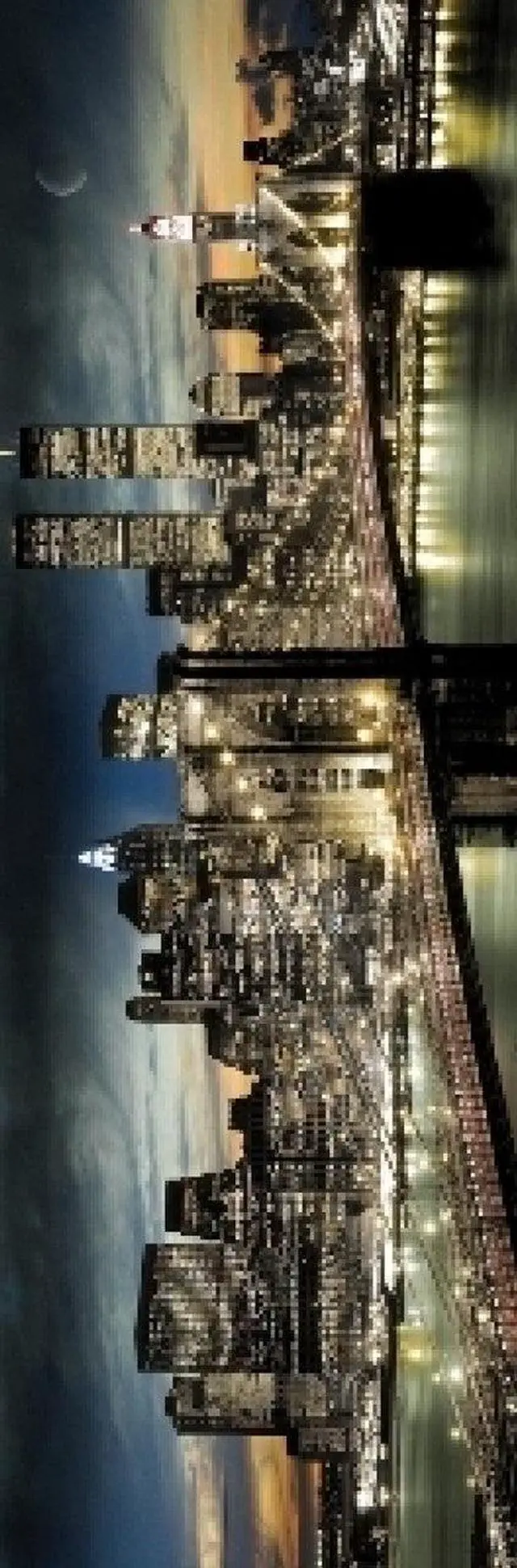 Main image of New York City Nightime Moon Poster Print (21 X 62)