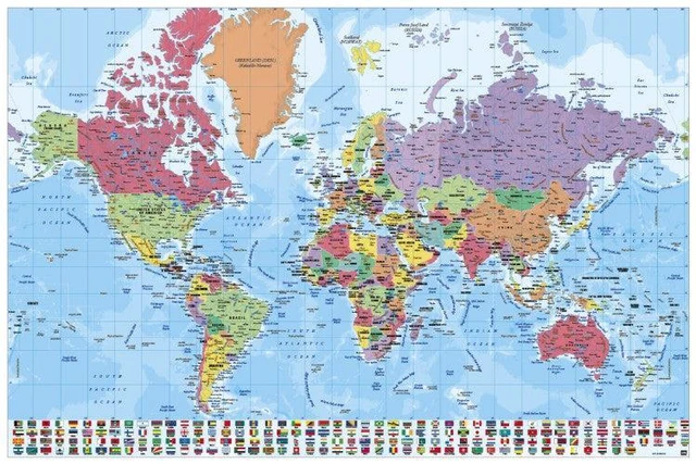 Main image of World Map Poster Print (34 x 22)