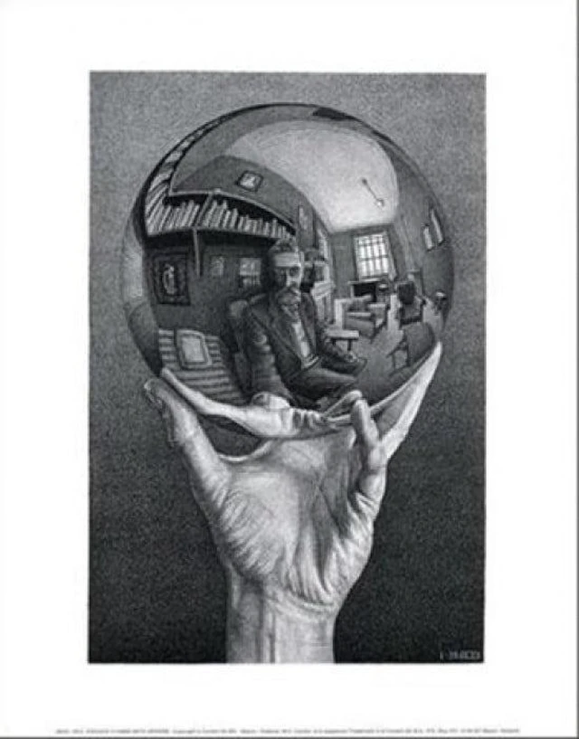 Main image of Hand with Sphere Fine Art Print by M.C. Escher