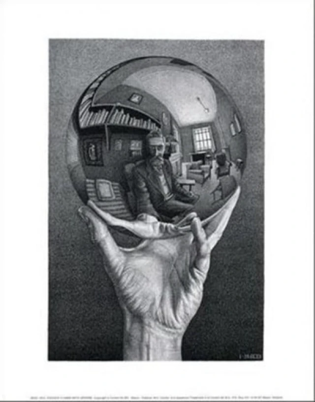 Alt view image 2 of 4 - Hand with Sphere Fine Art Print by M.C. Escher