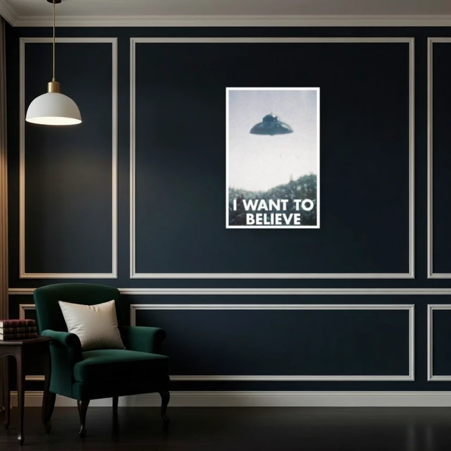 Alt view image 4 of 4 - I Want to Believe Flying Saucer Poster