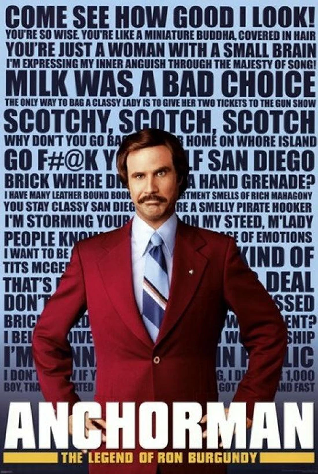 Main image of Anchorman Ron Burgundy Quotes Poster - 24 x 36