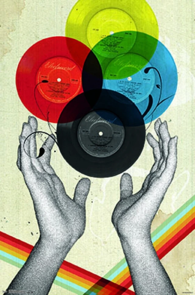 Alt view image 2 of 4 - CMYK Retro Poster Print - Vibrant Wall Art